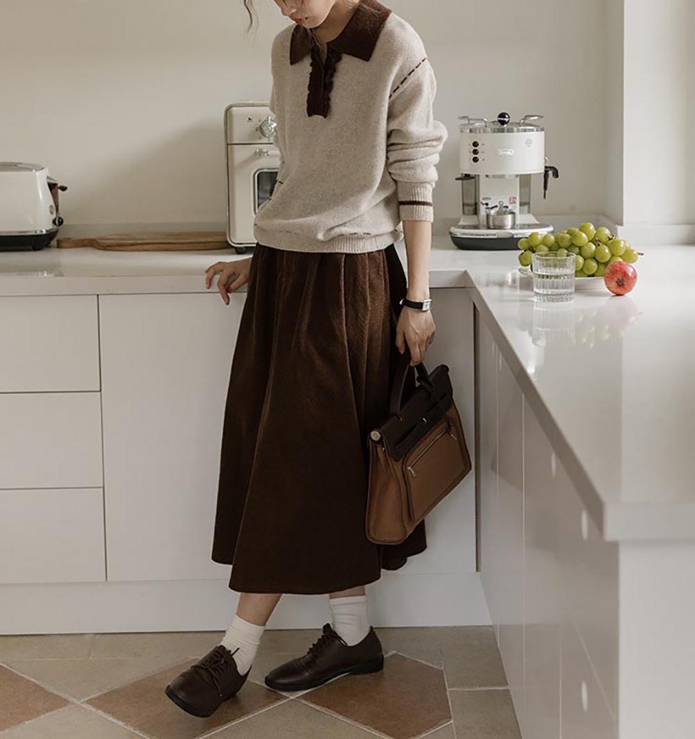 翻領縫線設計針織上衣,evaviva,8C-GO7305,翻領縫線設計針織上衣,領500,999免運