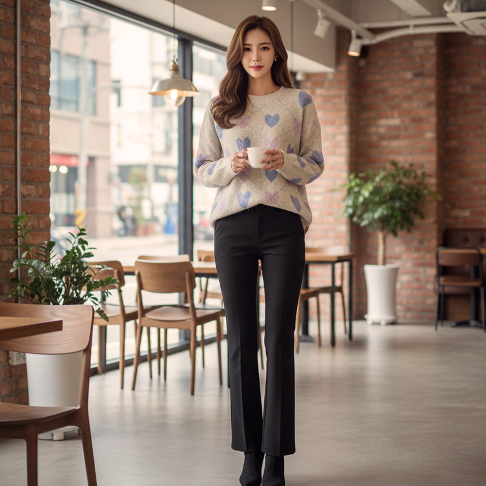 愛心菱格紋針織上衣