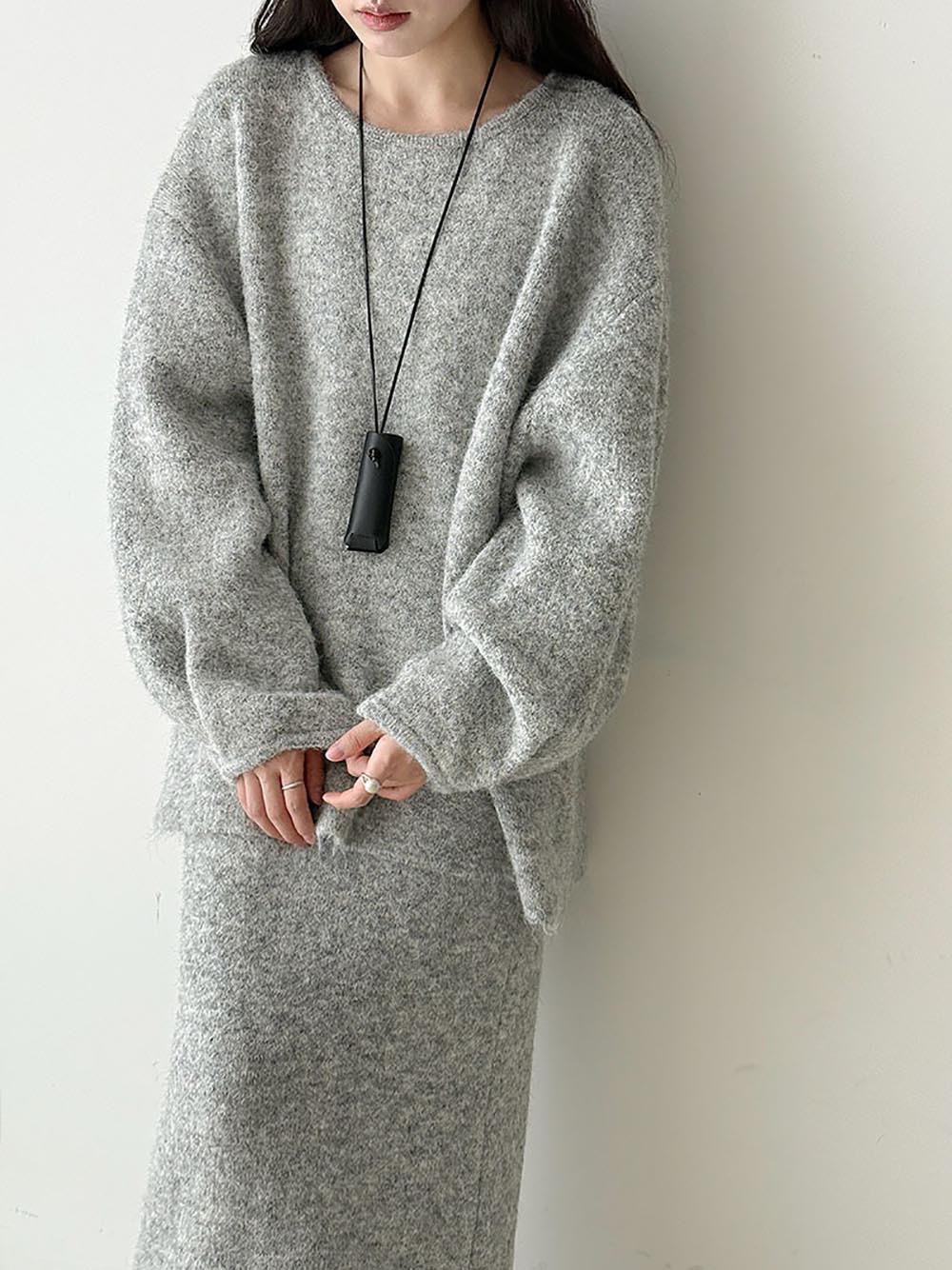 針織背釦毛衣長裙套裝,evaviva,U2-ZE09161,針織背釦毛衣長裙套裝,領500,999免運