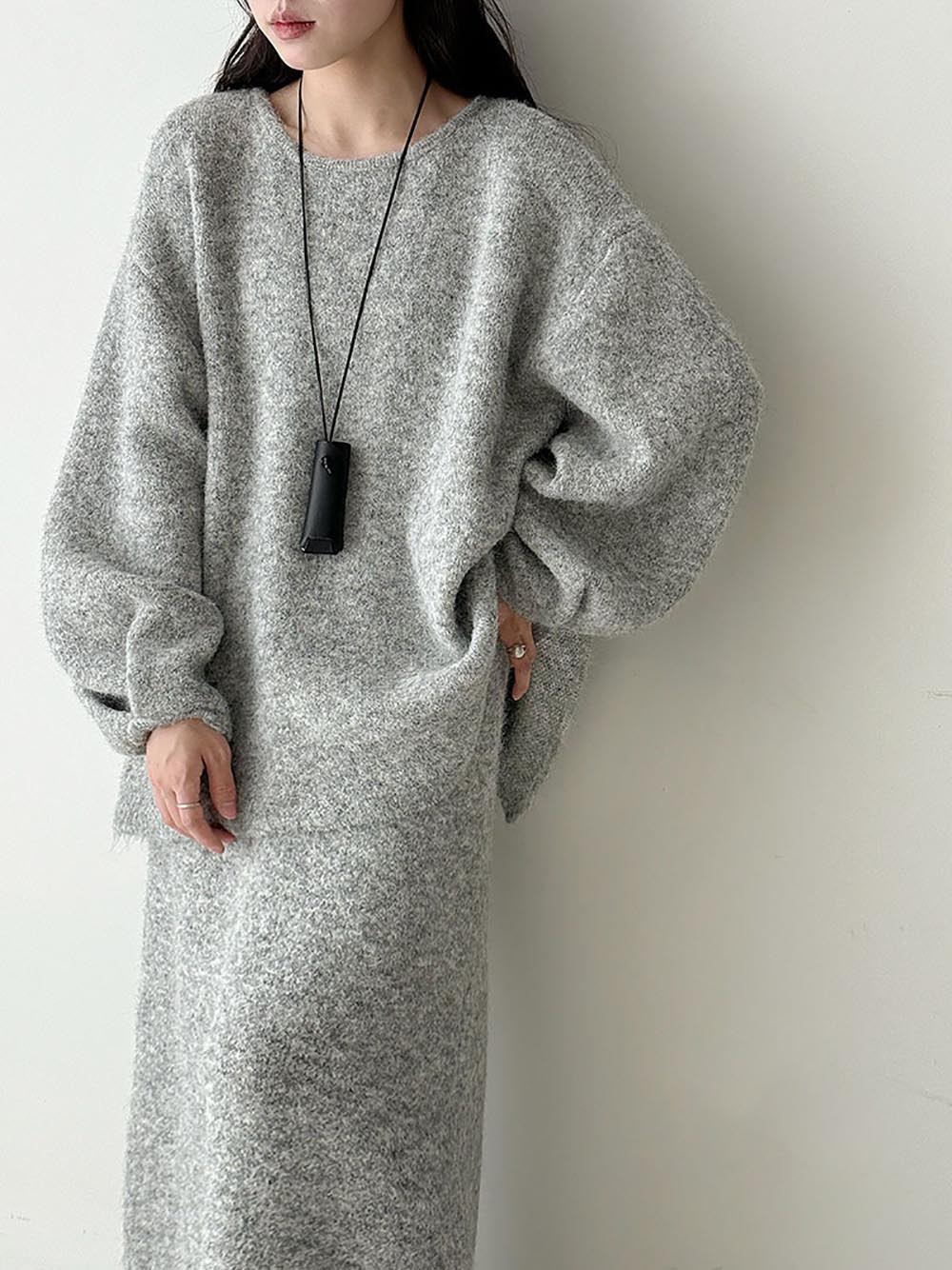 針織背釦毛衣長裙套裝,evaviva,U2-ZE09161,針織背釦毛衣長裙套裝,領500,999免運