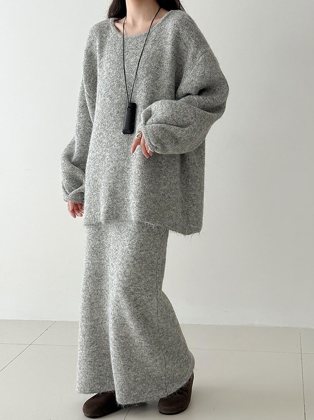 針織背釦毛衣長裙套裝,evaviva,U2-ZE09161,針織背釦毛衣長裙套裝,領500,999免運