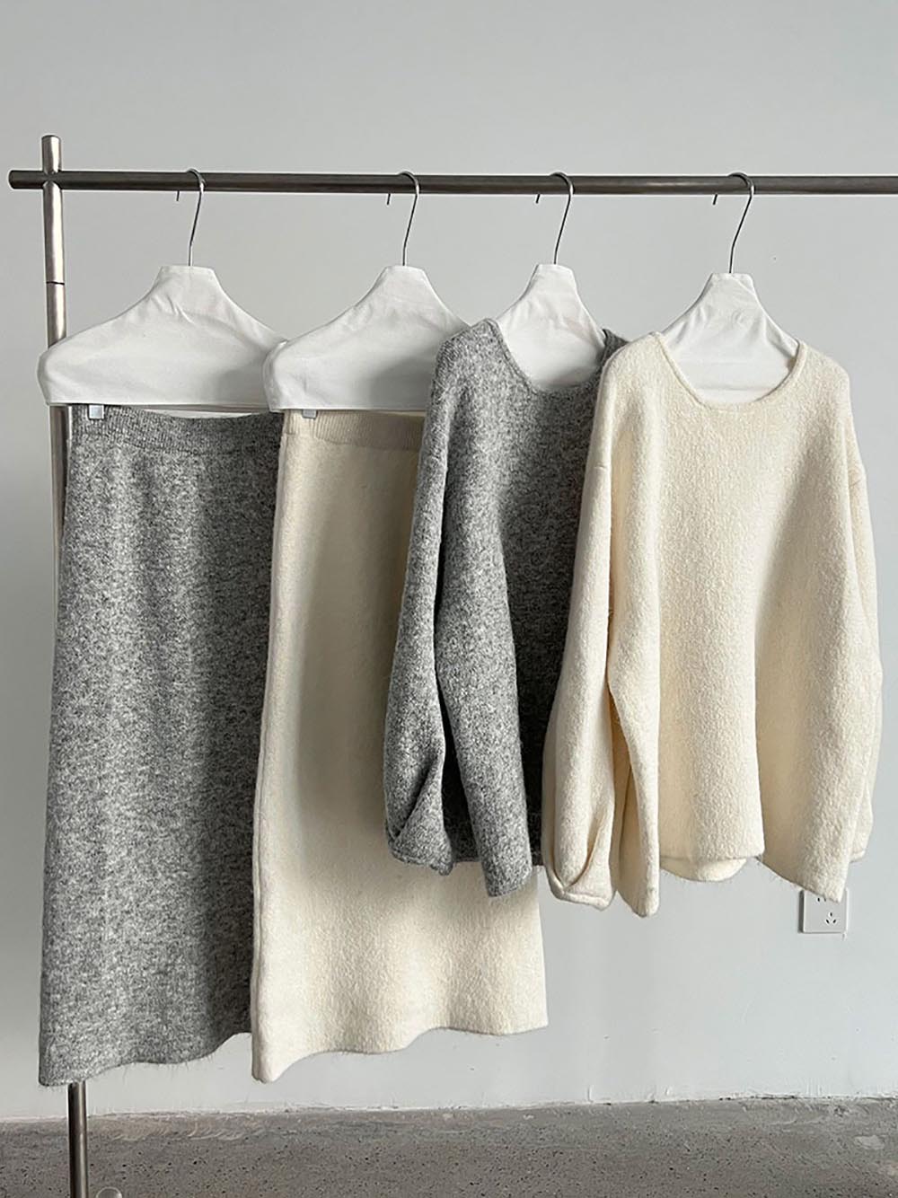 針織背釦毛衣長裙套裝,evaviva,U2-ZE09161,針織背釦毛衣長裙套裝,領500,999免運