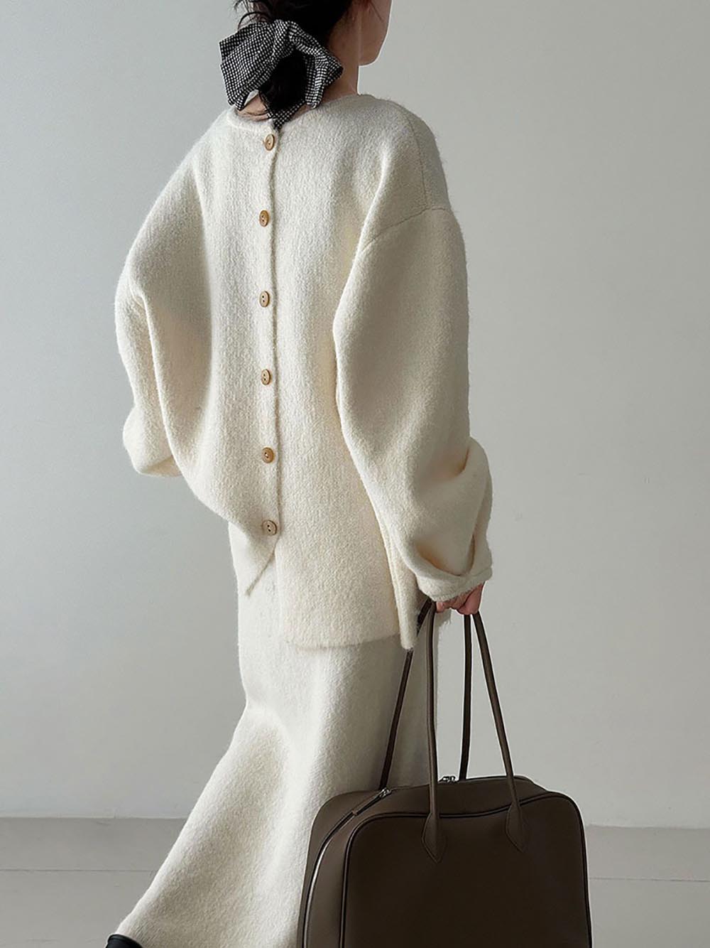 針織背釦毛衣長裙套裝,evaviva,U2-ZE09161,針織背釦毛衣長裙套裝,領500,999免運