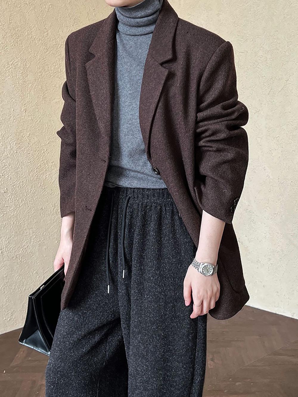 質感寬鬆羊毛西裝外套,evaviva,U2-ZF09162,質感寬鬆羊毛西裝外套,領500,999免運