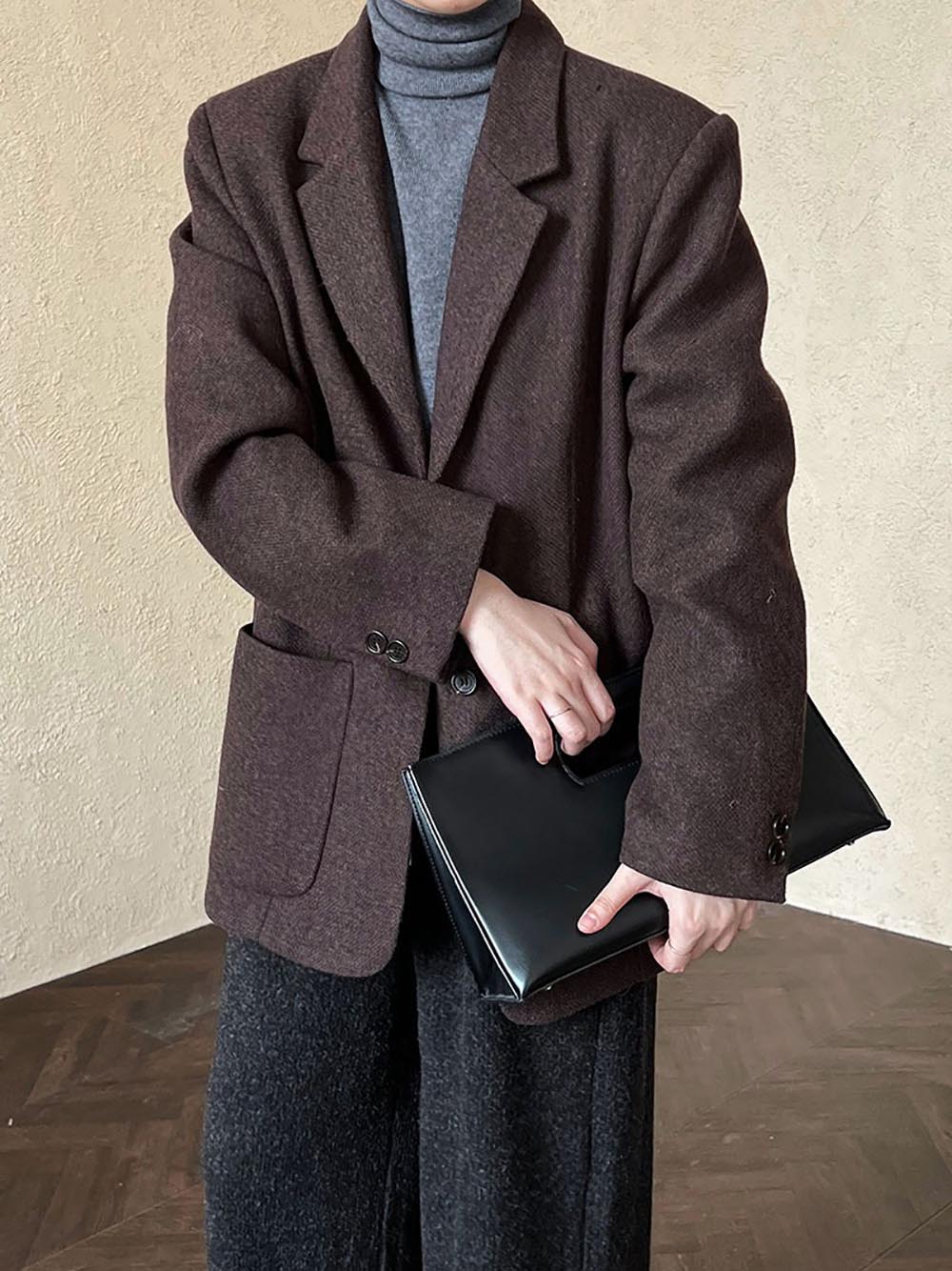 質感寬鬆羊毛西裝外套,evaviva,U2-ZF09162,質感寬鬆羊毛西裝外套,領500,999免運