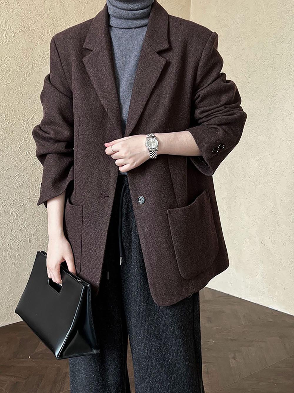 質感寬鬆羊毛西裝外套,evaviva,U2-ZF09162,質感寬鬆羊毛西裝外套,領500,999免運