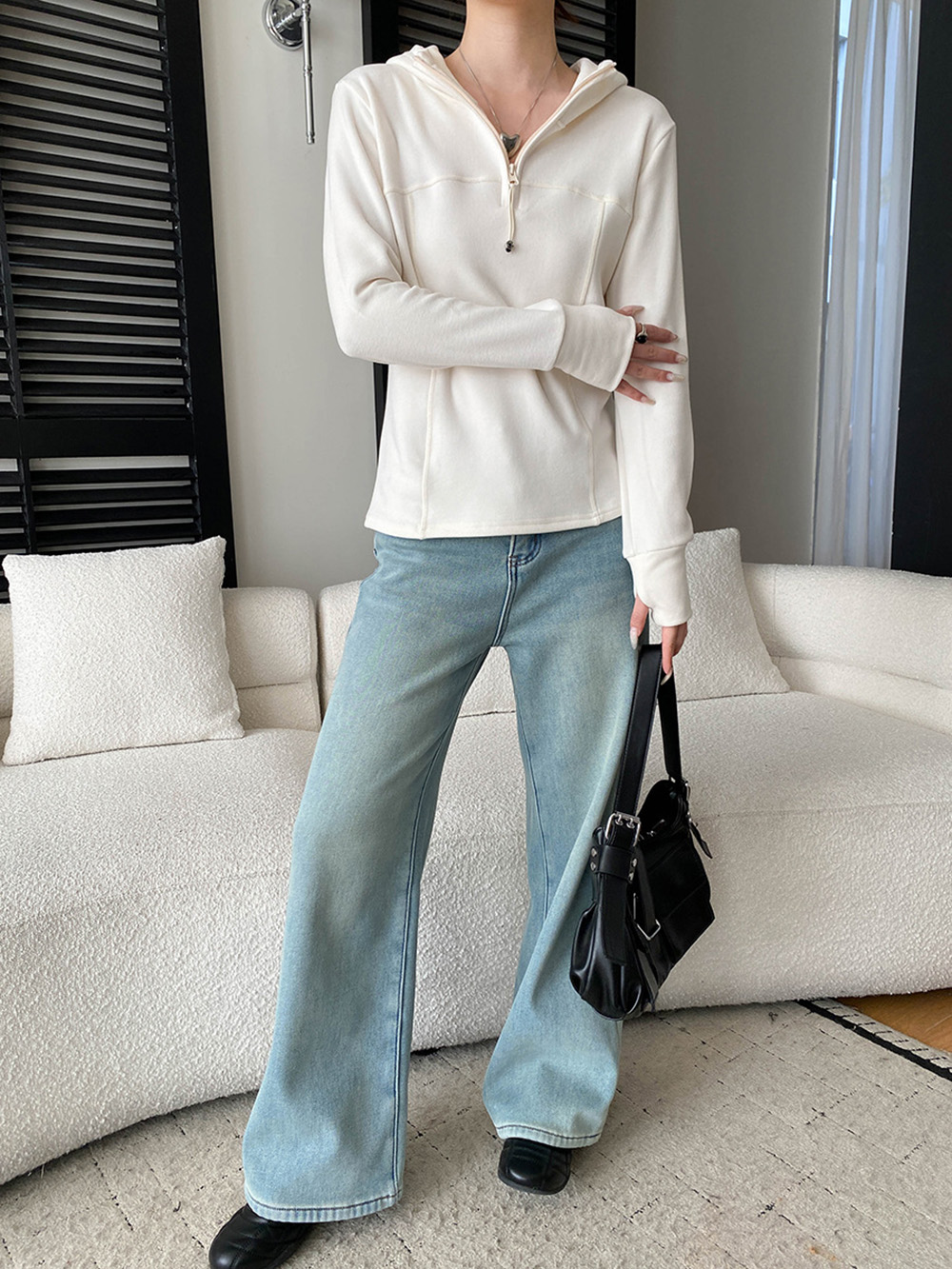 縫線設計感連帽上衣,evaviva,4N-ZA09164,縫線設計感連帽上衣,領500,999免運