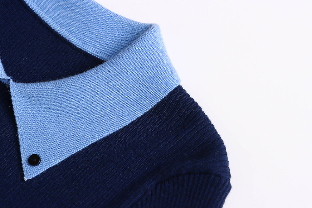 撞色假兩件針織上衣,evaviva,8C-GG7329,撞色假兩件針織上衣,領500,999免運