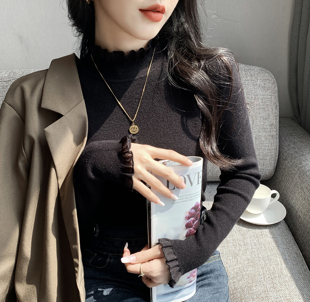 蕾絲花邊針織內搭上衣,evaviva,8C-GN7326,蕾絲花邊針織內搭上衣,領500,999免運