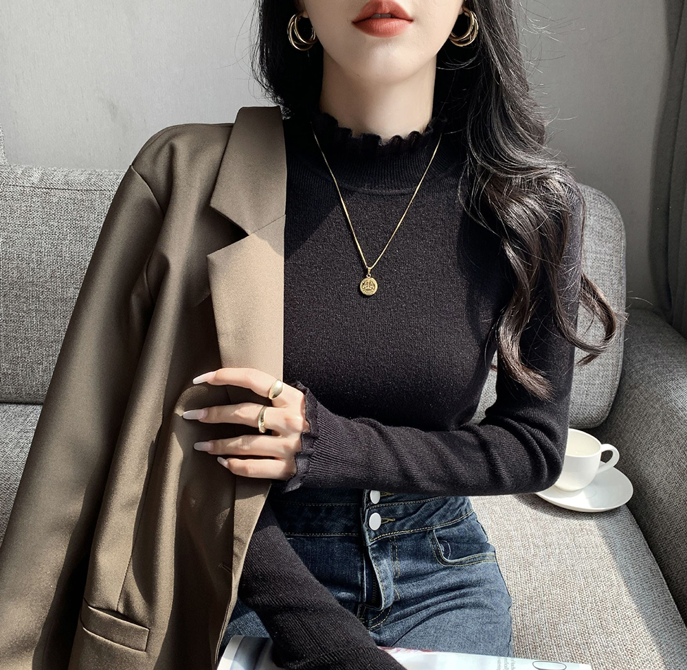 蕾絲花邊針織內搭上衣,evaviva,8C-GN7326,蕾絲花邊針織內搭上衣,領500,999免運