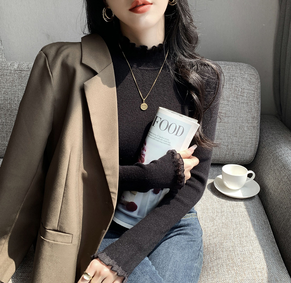 蕾絲花邊針織內搭上衣,evaviva,8C-GN7326,蕾絲花邊針織內搭上衣,領500,999免運