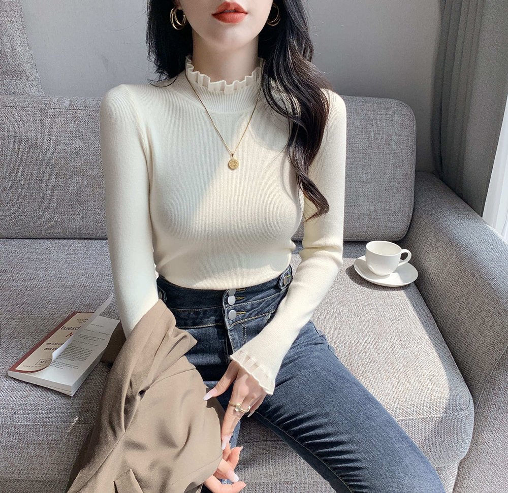 蕾絲花邊針織內搭上衣,evaviva,8C-GN7326,蕾絲花邊針織內搭上衣,領500,999免運