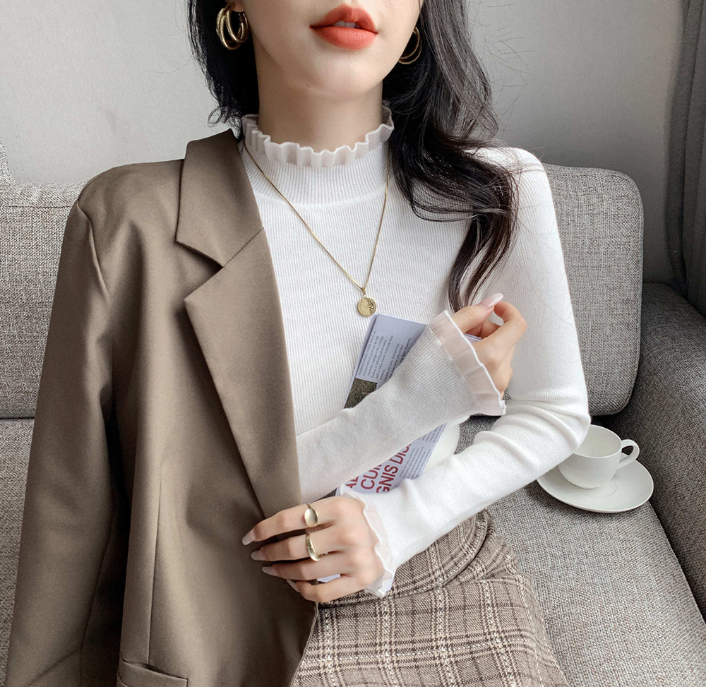 蕾絲花邊針織內搭上衣,evaviva,8C-GN7326,蕾絲花邊針織內搭上衣,領500,999免運