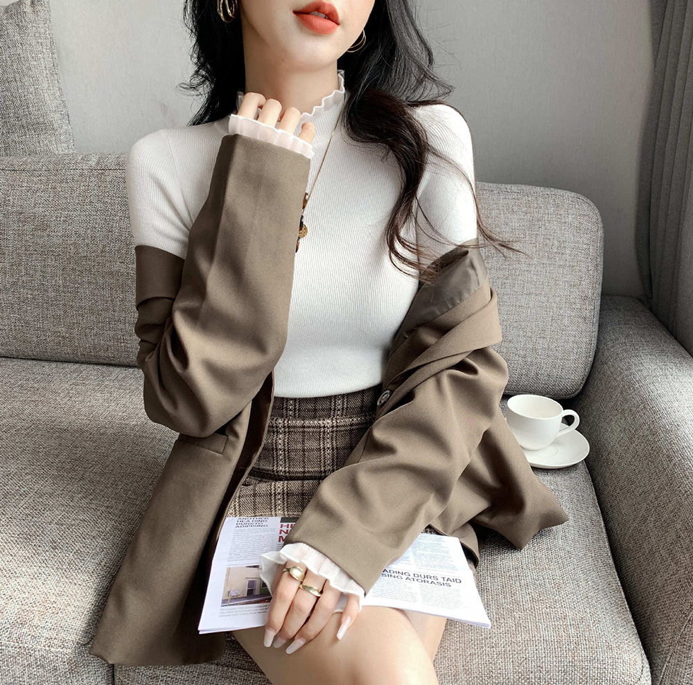 蕾絲花邊針織內搭上衣,evaviva,8C-GN7326,蕾絲花邊針織內搭上衣,領500,999免運