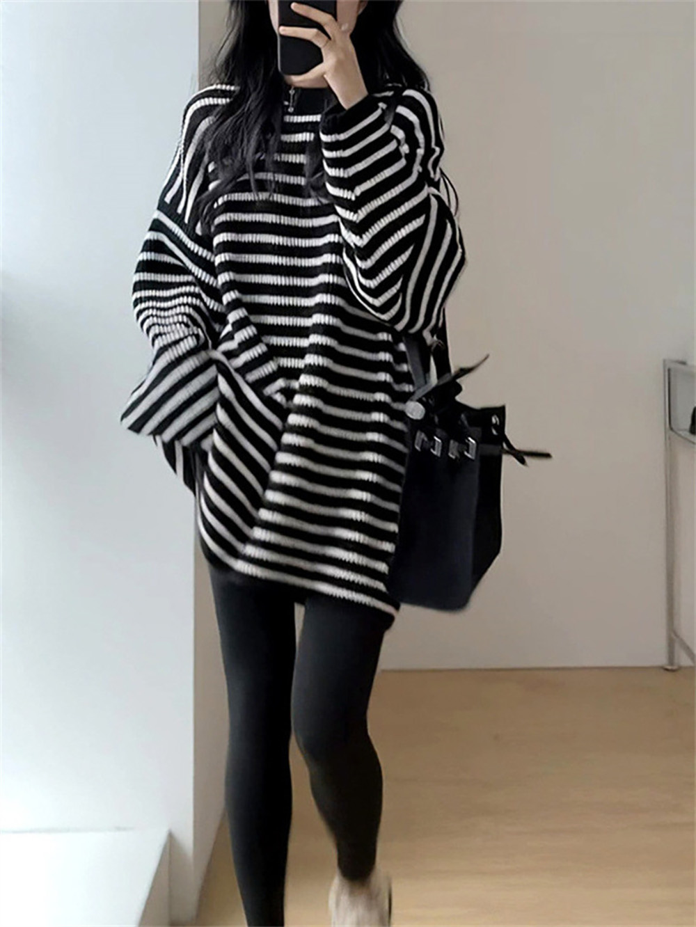 寬鬆黑白條紋長款上衣,evaviva,8C-GS7330,寬鬆黑白條紋長款上衣,周新品優惠,NEWARRIVAL