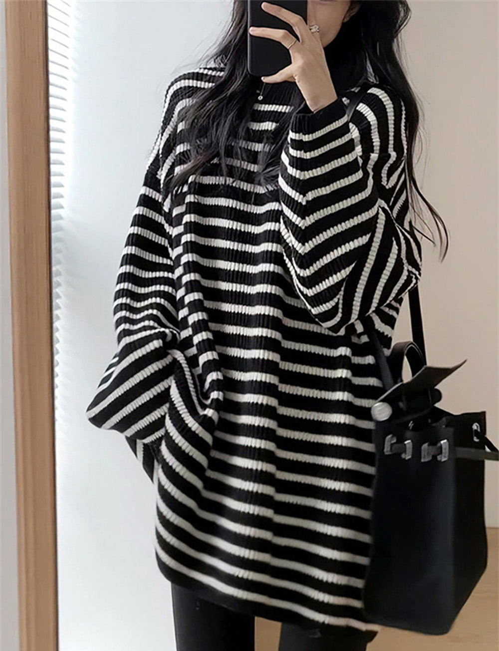 寬鬆黑白條紋長款上衣,evaviva,8C-GS7330,寬鬆黑白條紋長款上衣,周新品優惠,NEWARRIVAL