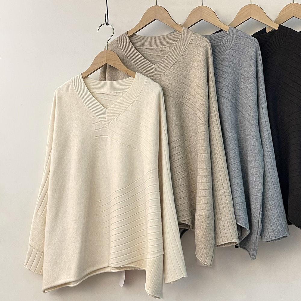 不規則斜紋V領針織衫,evaviva,99-AL7199,不規則斜紋V領針織衫,周新品優惠,NEWARRIVAL