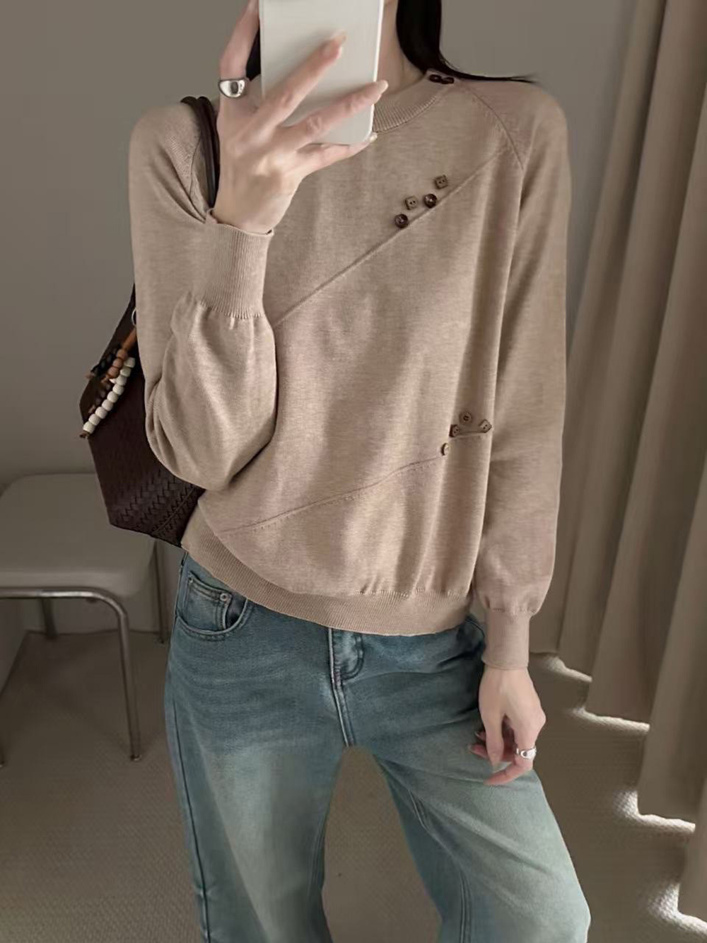 斜紋造型鈕釦針織上衣,evaviva,99-AL7278,斜紋造型鈕釦針織上衣,周新品優惠,NEWARRIVAL