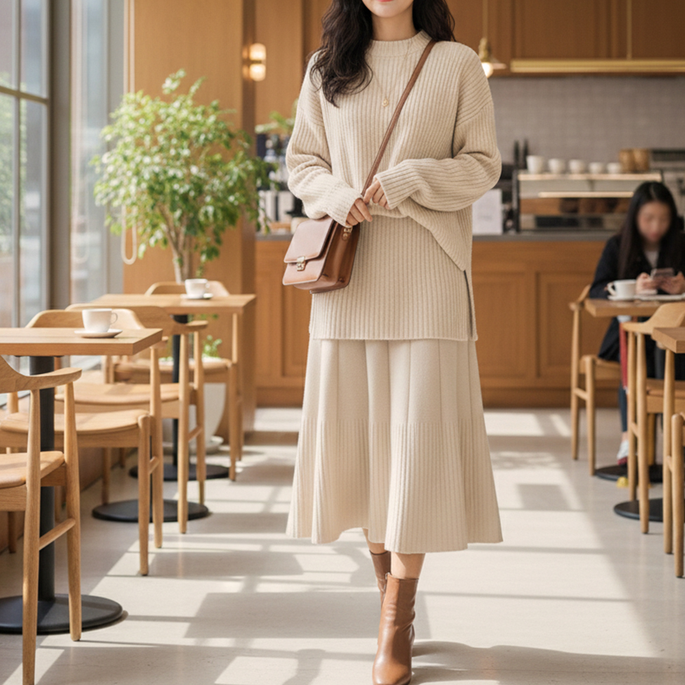 垂墜感A字針織長裙