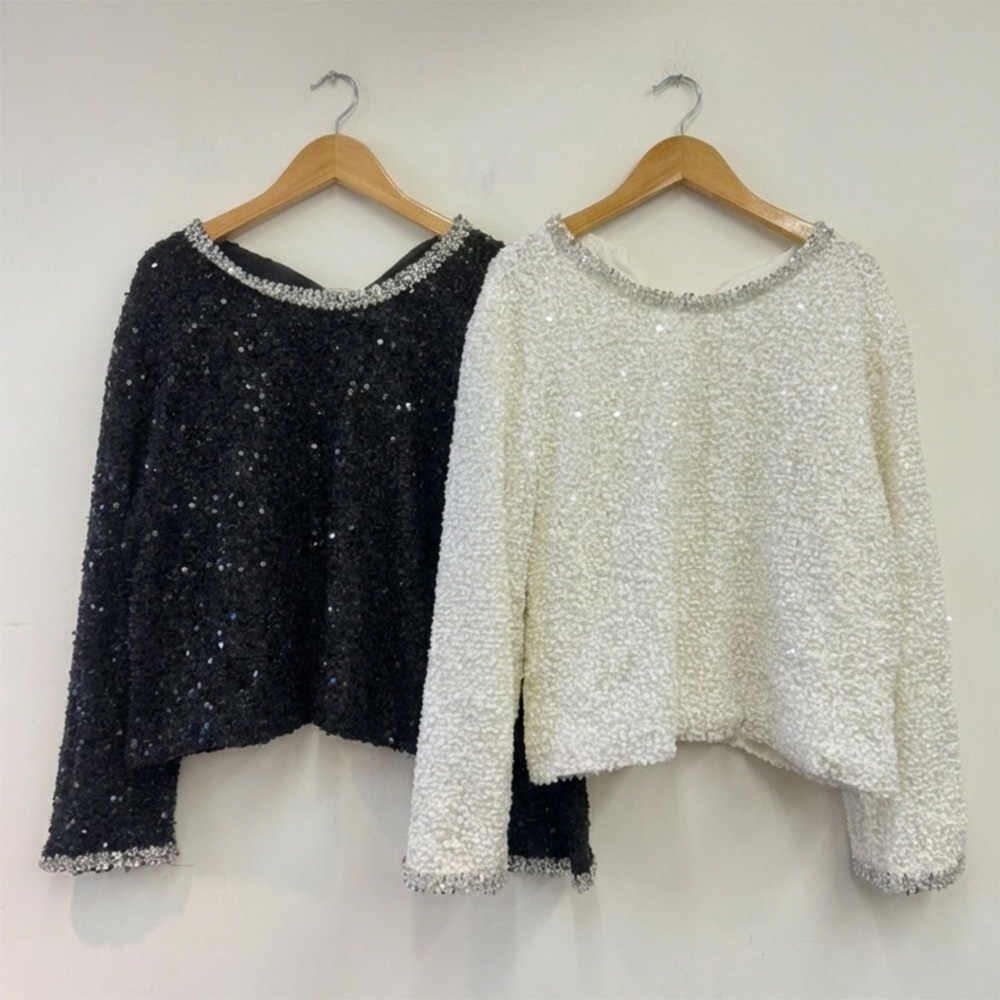 銀色珠飾滾邊亮片上衣,evaviva,99-AV7315,銀色珠飾滾邊亮片上衣,周新品優惠,NEWARRIVAL