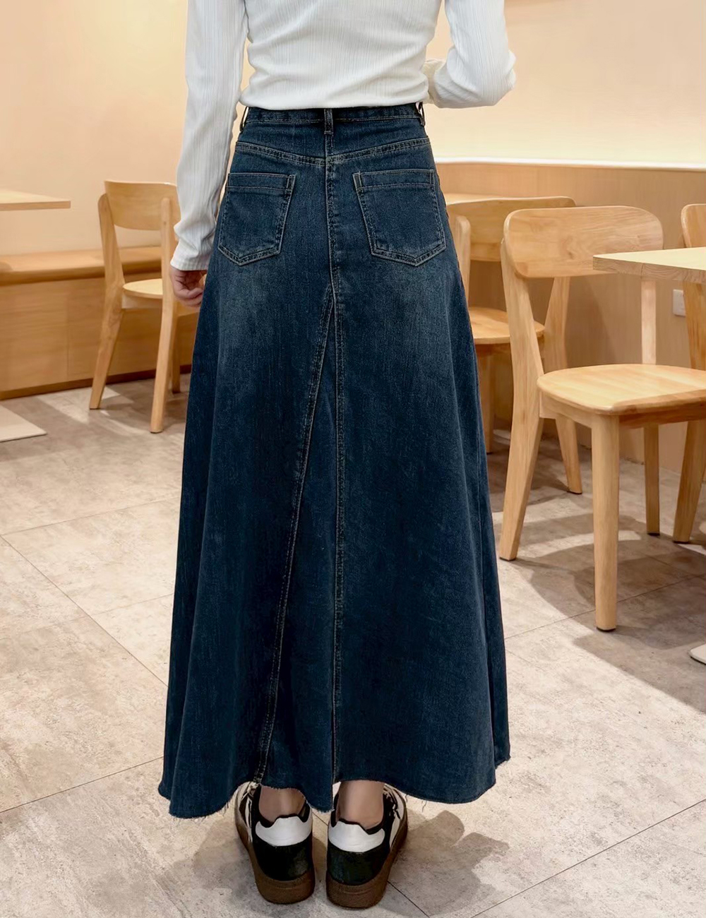 前開岔A字牛仔長裙,evaviva,99-BF7111,前開岔A字牛仔長裙,領500,999免運