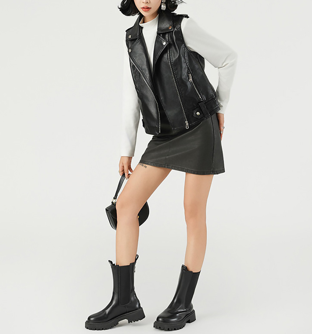 質感翻領皮衣背心外套,evaviva,8C-GF7384,質感翻領皮衣背心外套,領500,999免運