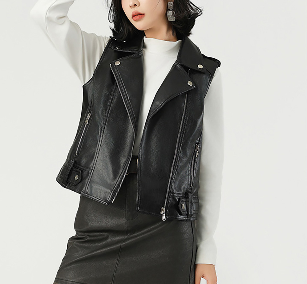 質感翻領皮衣背心外套,evaviva,8C-GF7384,質感翻領皮衣背心外套,領500,999免運