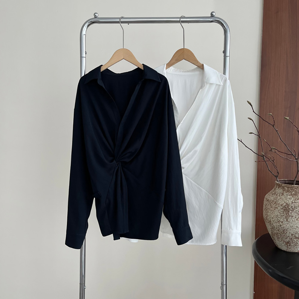 別緻設計感扭結襯衫,evaviva,8C-UR7382,別緻設計感扭結襯衫,領500,999免運