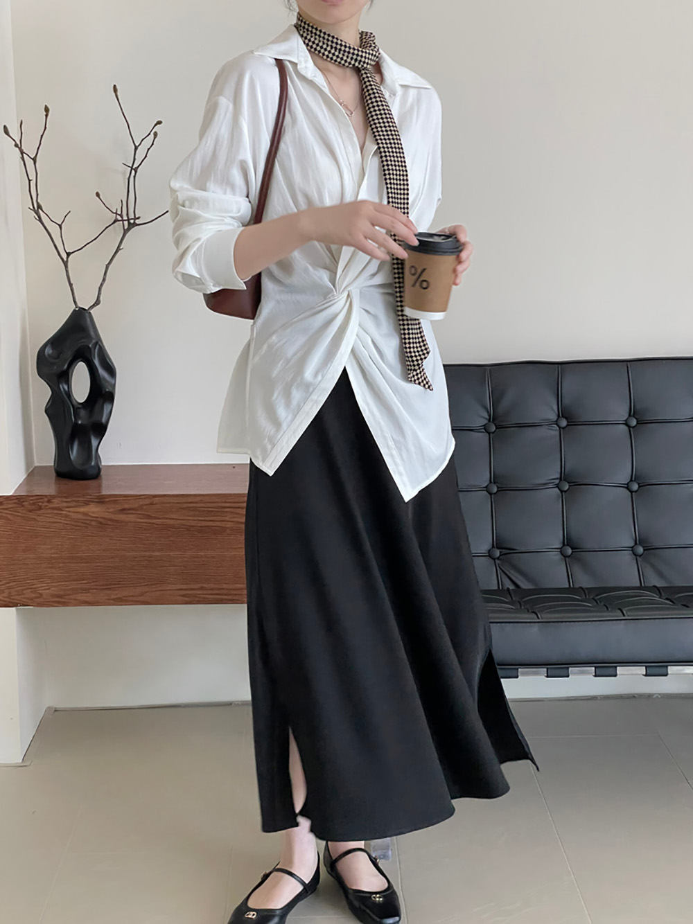 別緻設計感扭結襯衫,evaviva,8C-UR7382,別緻設計感扭結襯衫,領500,999免運