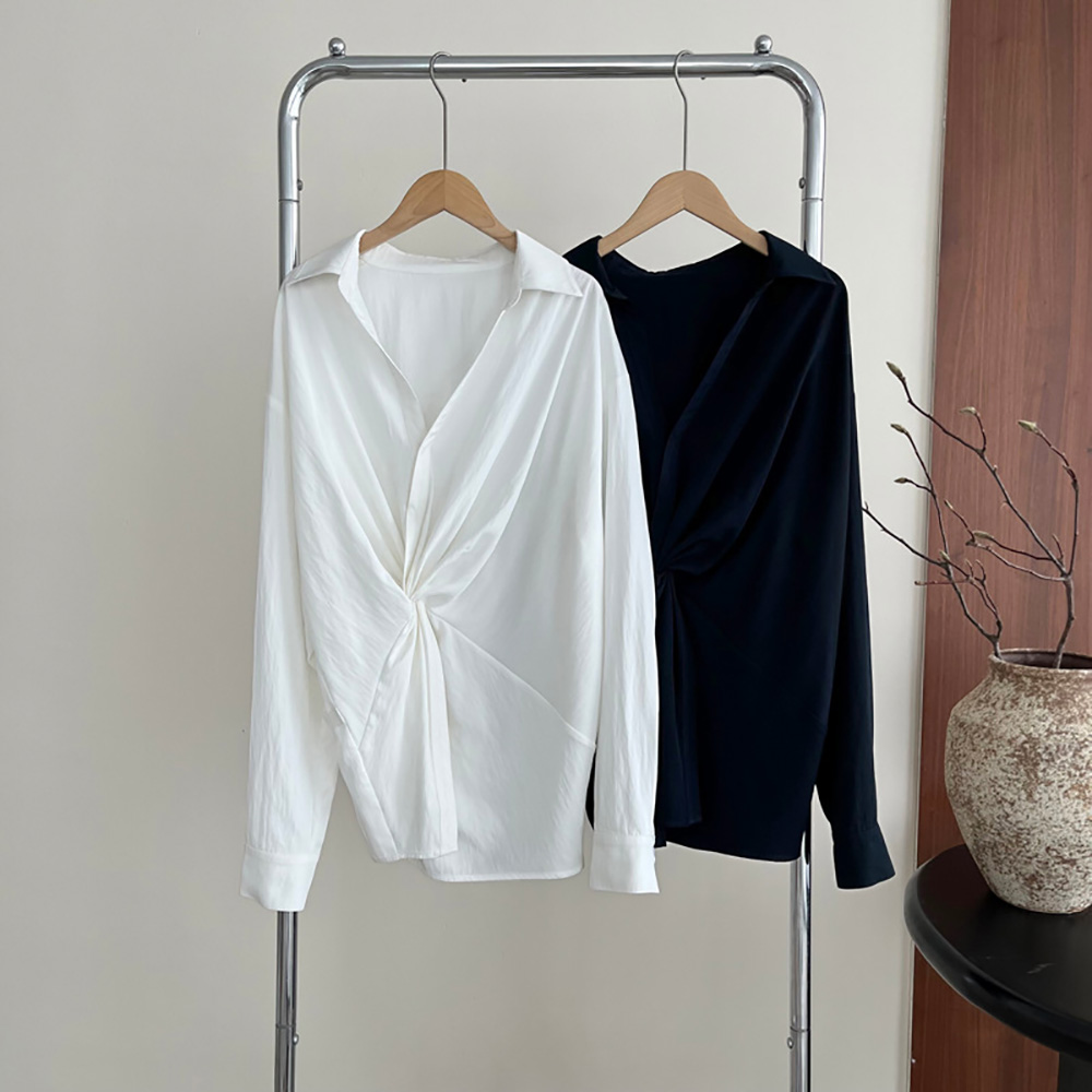 別緻設計感扭結襯衫,evaviva,8C-UR7382,別緻設計感扭結襯衫,領500,999免運