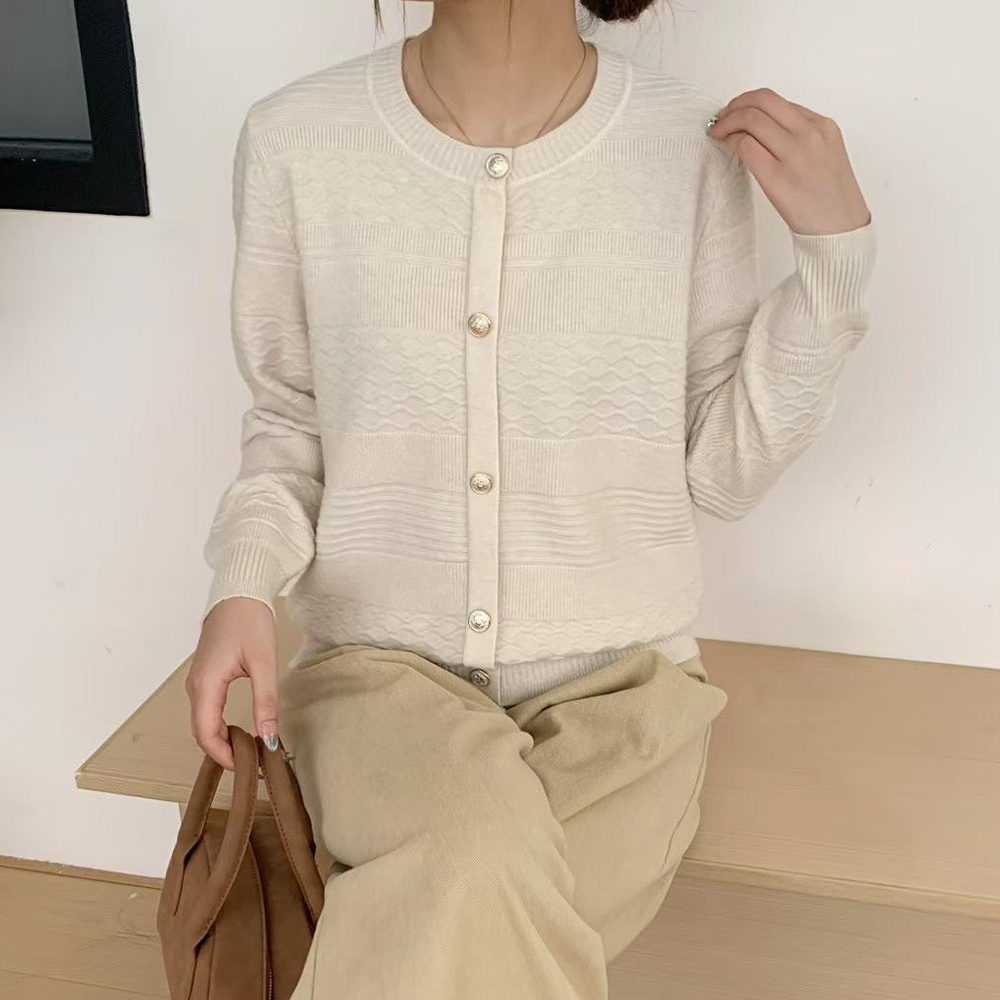 精緻波浪織紋針織上衣