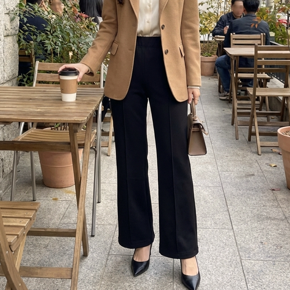 內刷毛彈力微喇叭褲