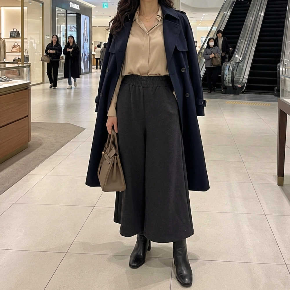 花苞式鬆緊腰休閒寬褲