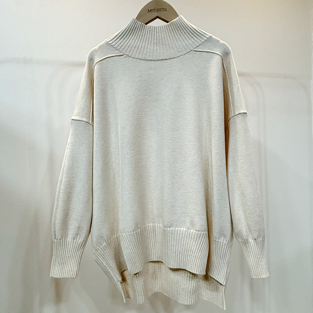 側開衩高領針織上衣,evaviva,99-AL7370,側開衩高領針織上衣,領500,999免運