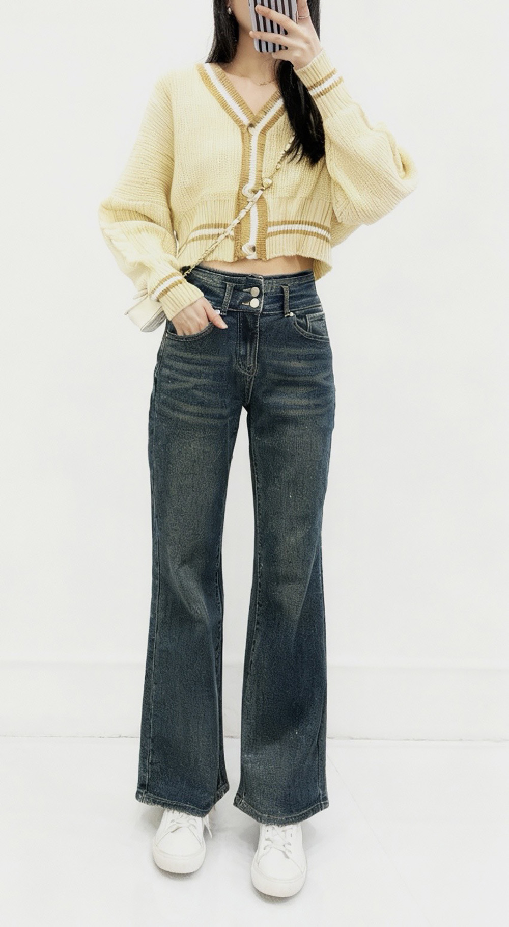 高腰雙排釦刷色牛仔褲,evaviva,99-BF7317,高腰雙排釦刷色牛仔褲,領500,999免運