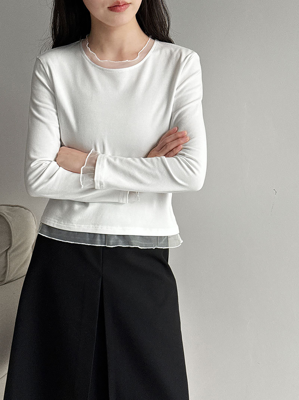 蕾絲木耳邊內磨毛上衣,evaviva,U2-ZA09168,蕾絲木耳邊內磨毛上衣,周新品優惠,NEWARRIVAL