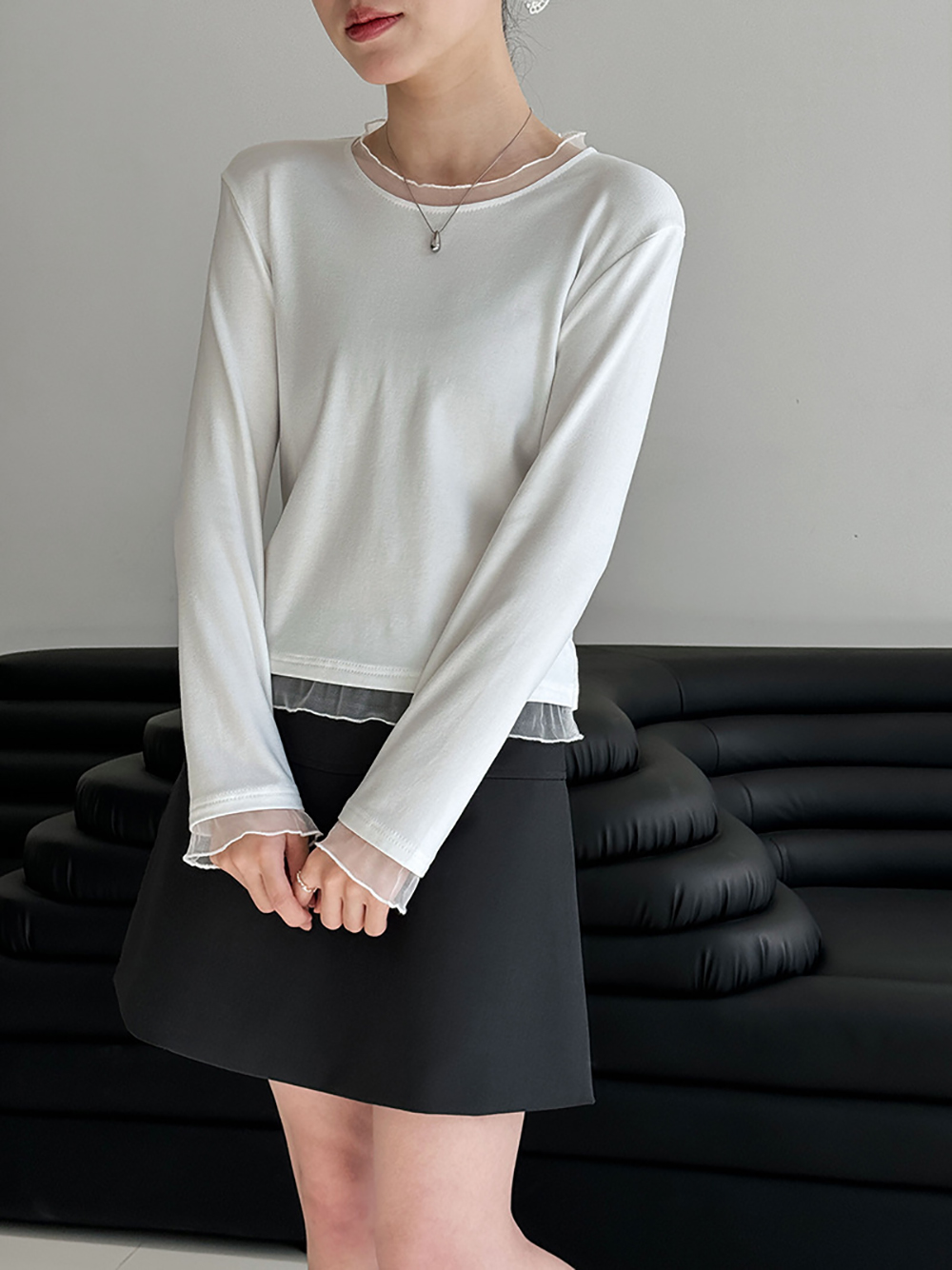 蕾絲木耳邊內磨毛上衣,evaviva,U2-ZA09168,蕾絲木耳邊內磨毛上衣,周新品優惠,NEWARRIVAL