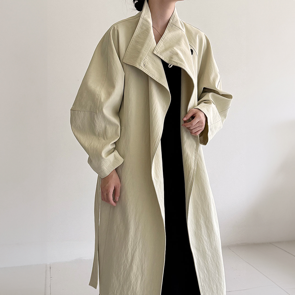 立領中長款風衣外套