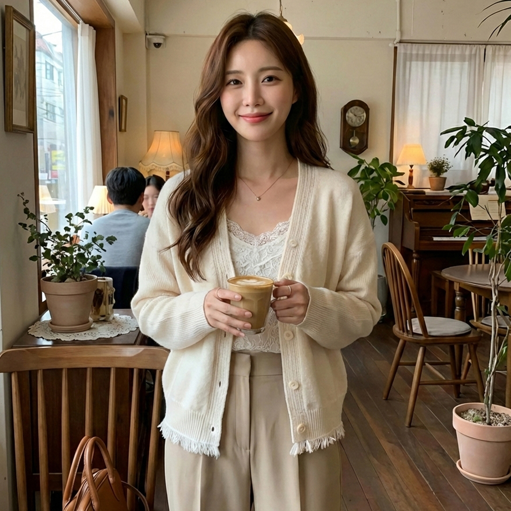 下擺流蘇連帽針織外套