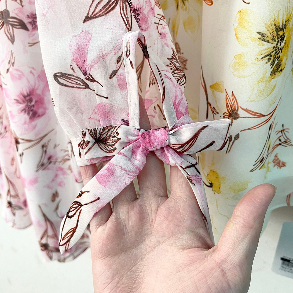 優雅雪紡植物印花上衣,evaviva,99-AL6664,優雅雪紡植物印花上衣,領500,999免運