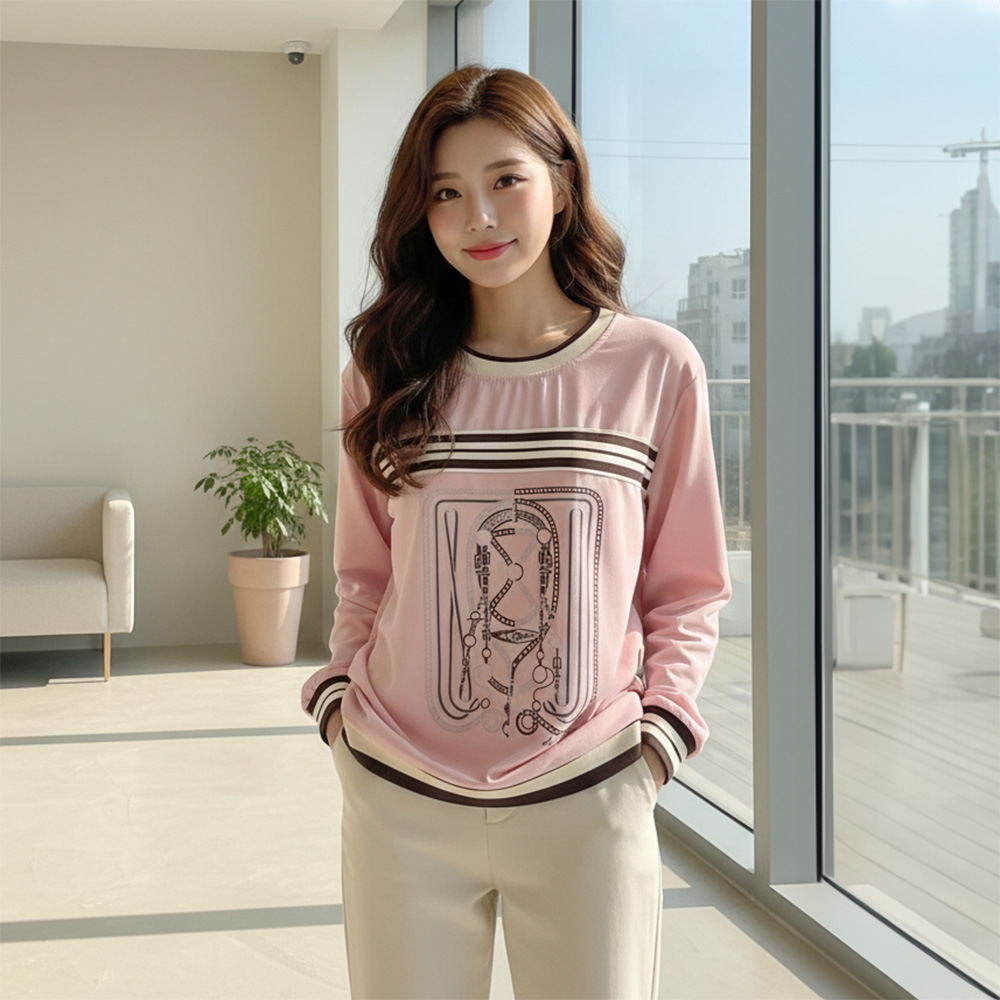 休閒印花拼接感上衣