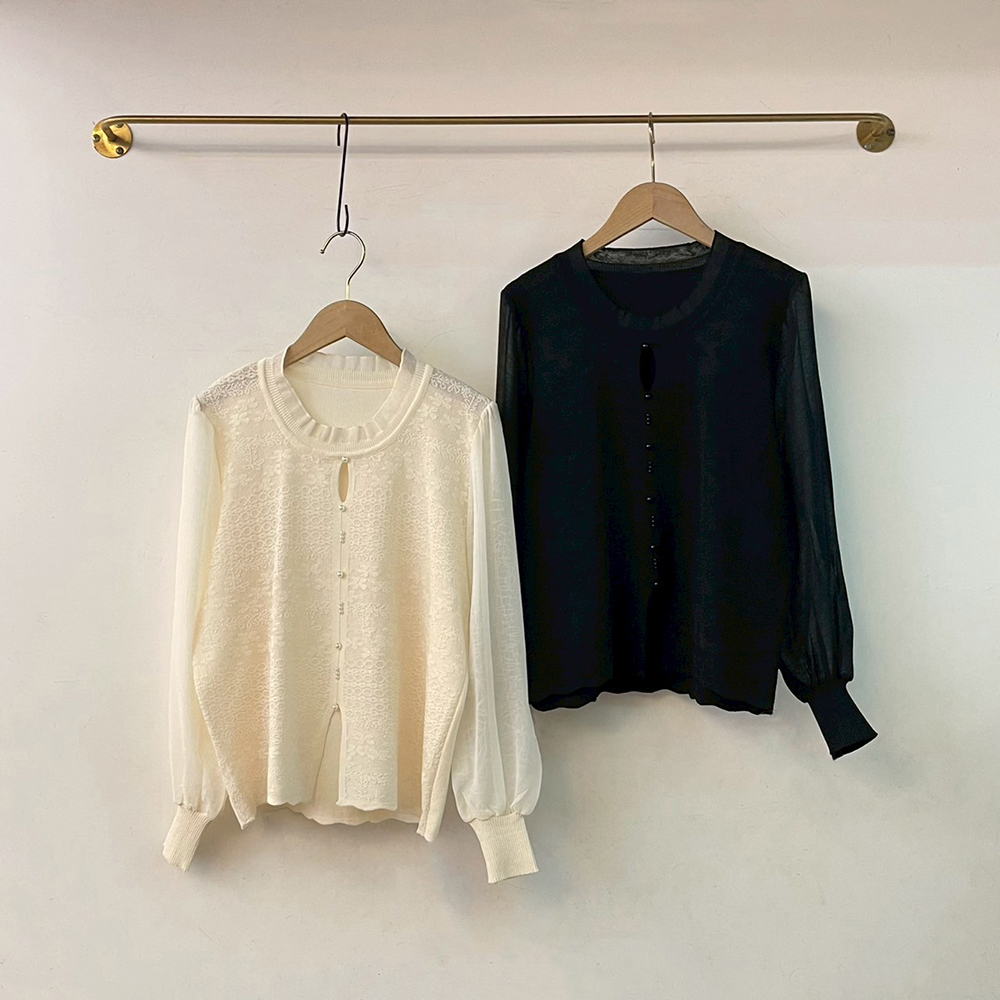 針織開衩拼接袖上衣,evaviva,99-AL7025,針織開衩拼接袖上衣,領500,999免運