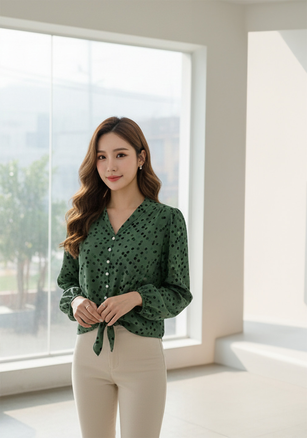 復古點點V領綁帶上衣,evaviva,99-AT7086,復古點點V領綁帶上衣,領500,999免運