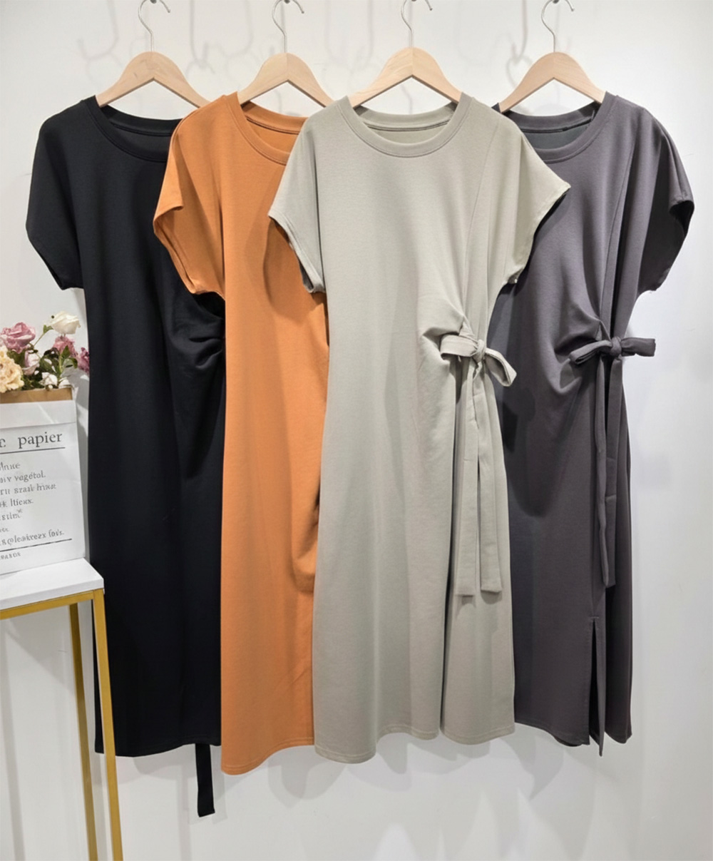 溫柔側綁帶圓領洋裝,evaviva,99-AV6799,溫柔側綁帶圓領洋裝,領500,999免運