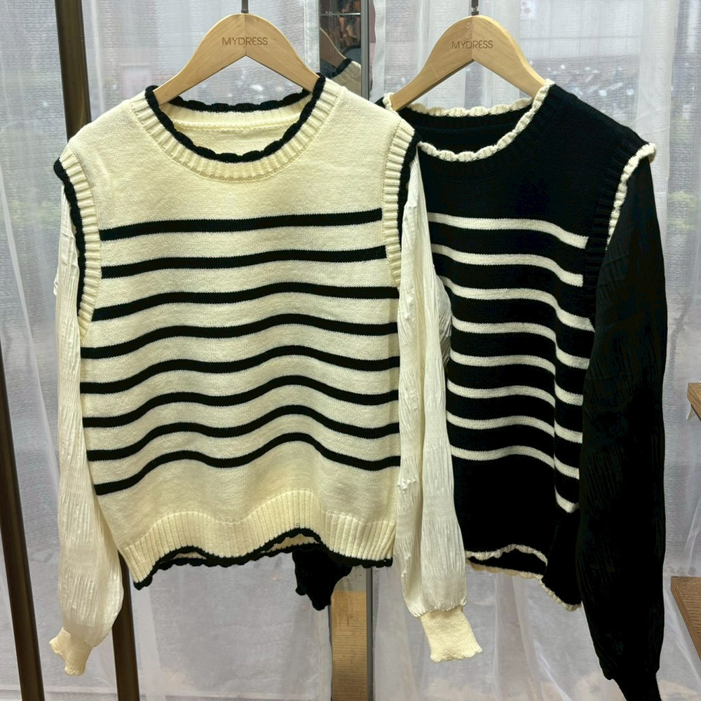 假兩件針織拼接上衣,evaviva,8C-GV7399,假兩件針織拼接上衣,領500,999免運