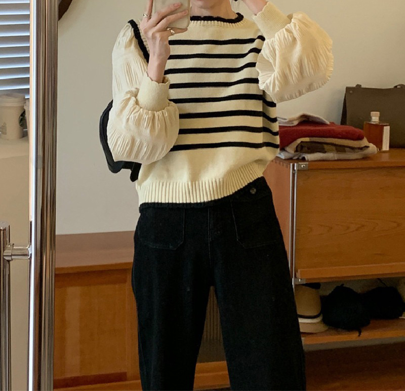 假兩件針織拼接上衣,evaviva,8C-GV7399,假兩件針織拼接上衣,領500,999免運