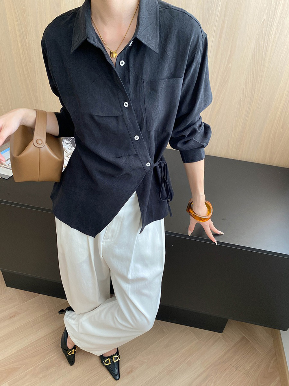 天絲綁帶收腰設計襯衫,evaviva,4N-ZA09173,天絲綁帶收腰設計襯衫,周新品優惠,NEWARRIVAL