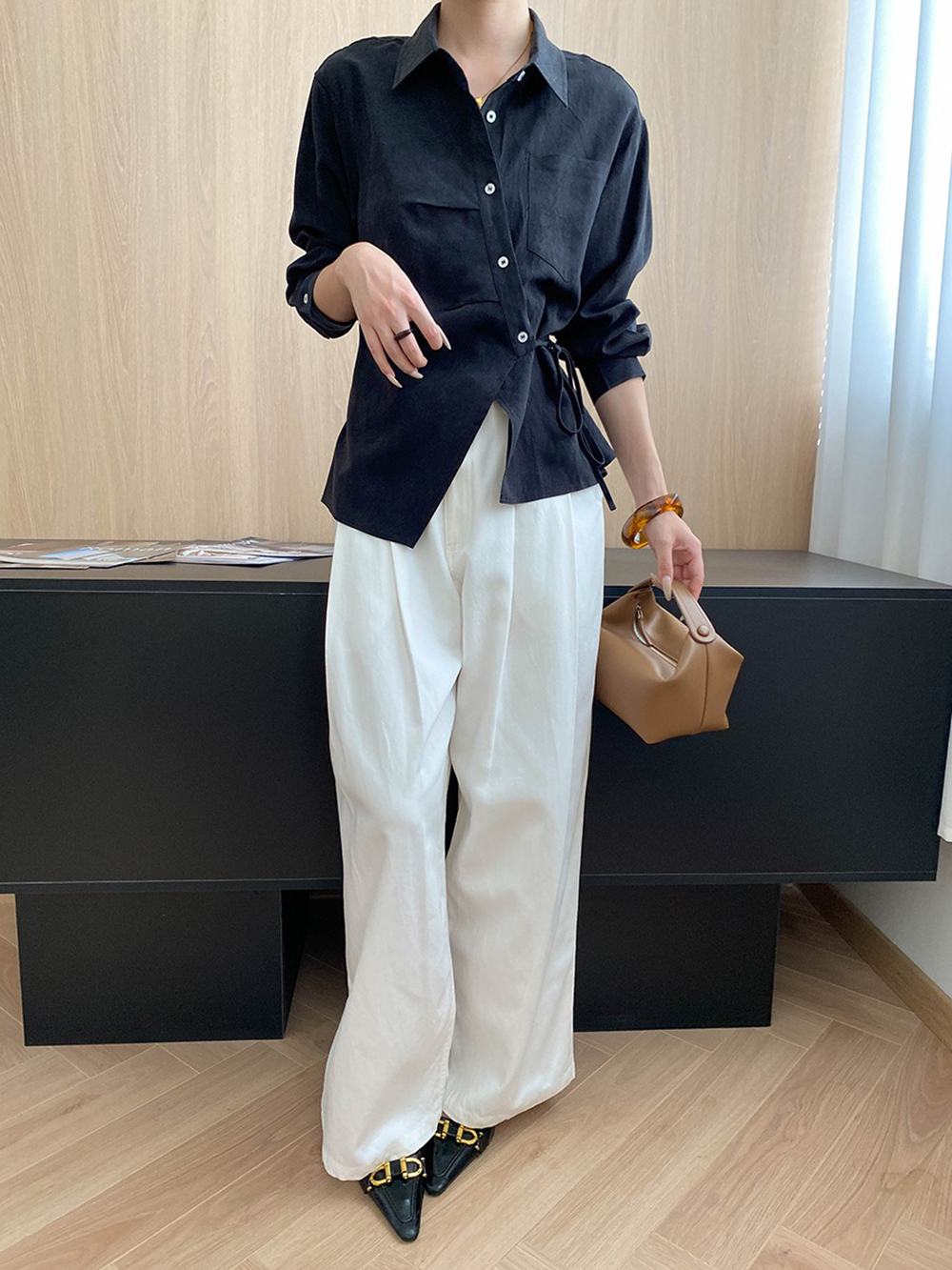 天絲綁帶收腰設計襯衫,evaviva,4N-ZA09173,天絲綁帶收腰設計襯衫,周新品優惠,NEWARRIVAL