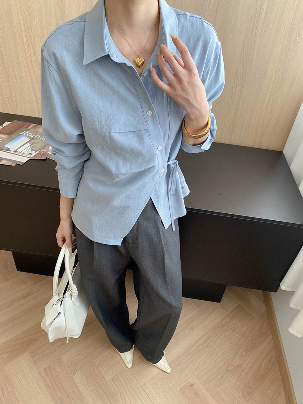 天絲綁帶收腰設計襯衫,evaviva,4N-ZA09173,天絲綁帶收腰設計襯衫,周新品優惠,NEWARRIVAL