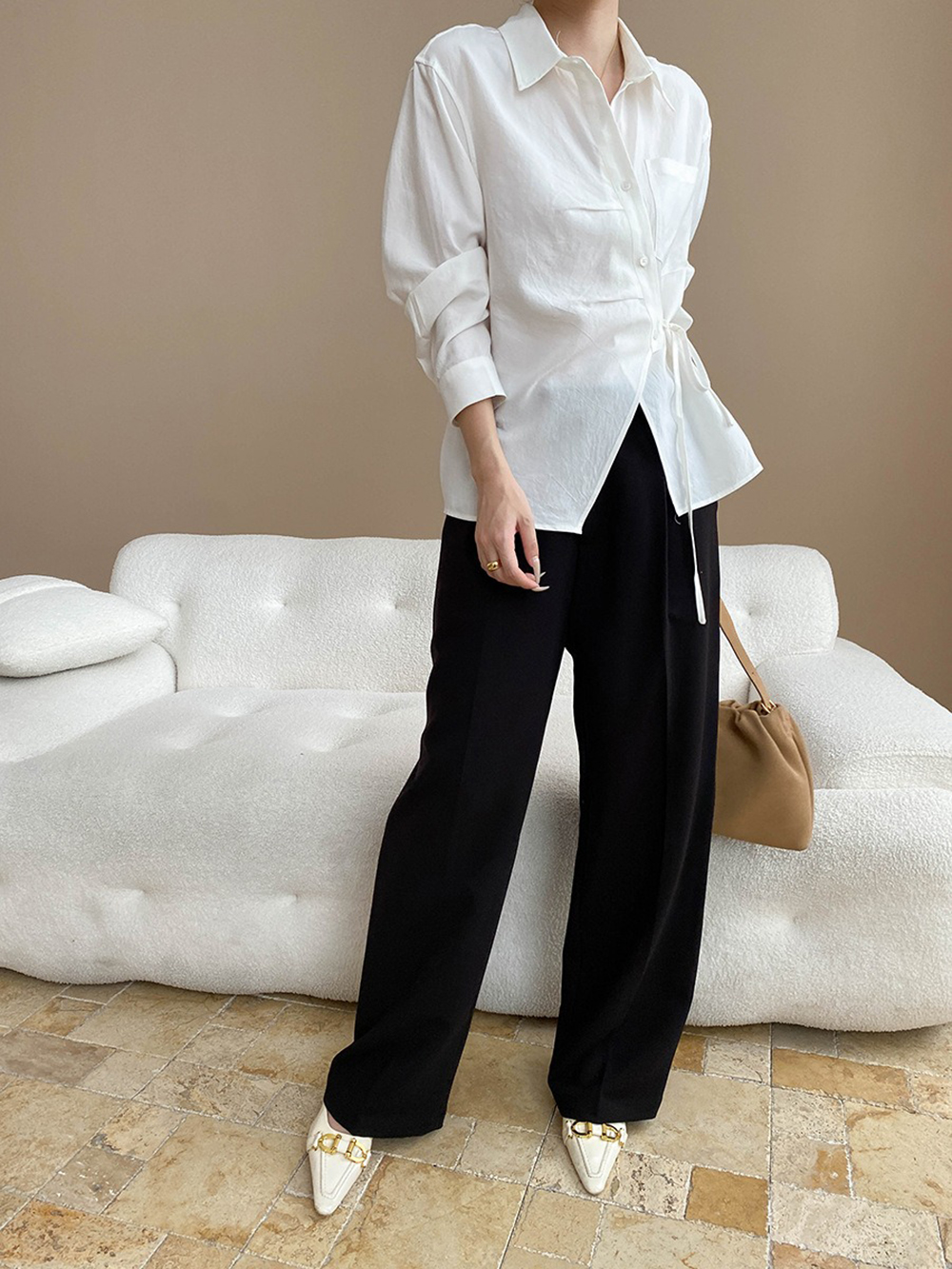 天絲綁帶收腰設計襯衫,evaviva,4N-ZA09173,天絲綁帶收腰設計襯衫,周新品優惠,NEWARRIVAL